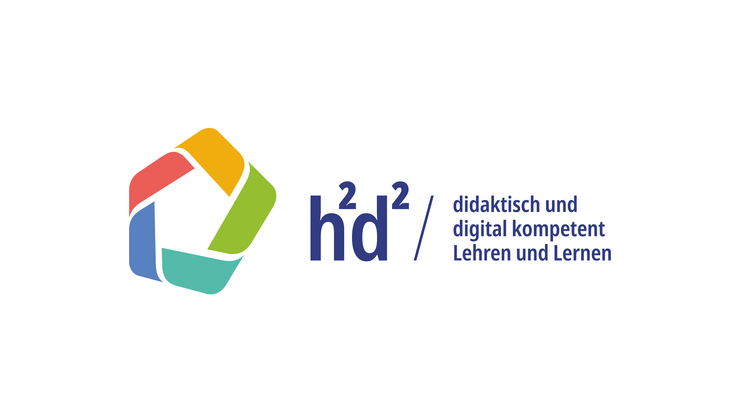 Das Bild zeigt das Logo des Projekts h²d²  -didaktisch und digital kompetent Lehren und Lernen. Dieses besteht aus einem Fünfeck, dessen Seiten stellvertretend für je eines der fünf Labs stehen.