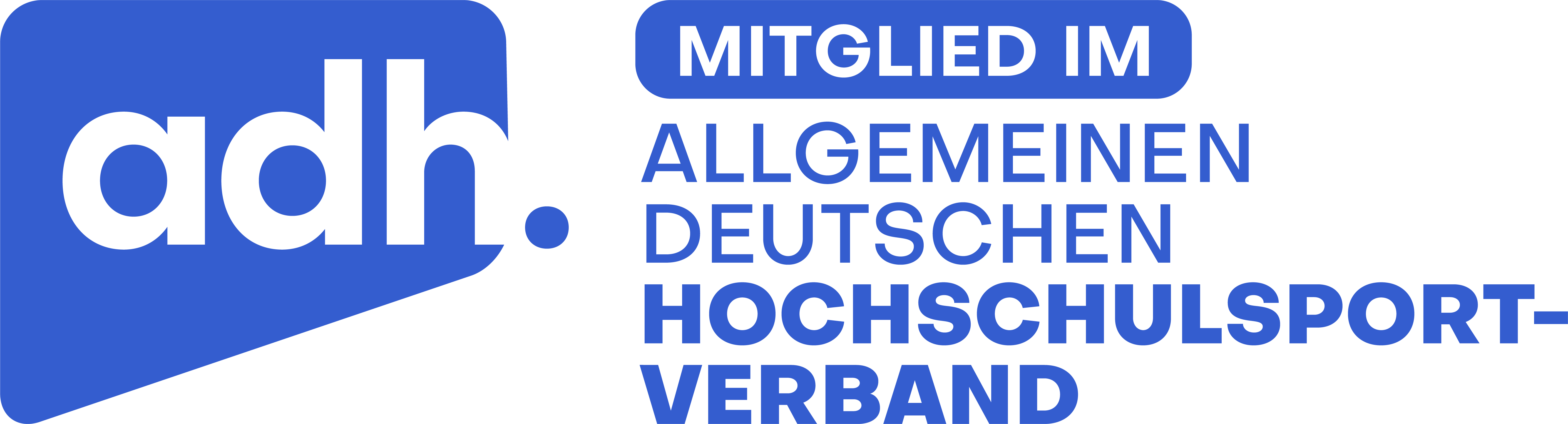 Logo des allgemeinen deutschen Hochschulsportverband. Blaue Schrift auf weißem Grund.