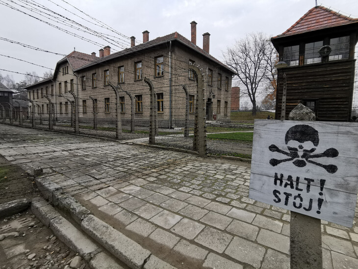 „Unter Strom“ (Auschwitz I – Stammlager; Erik Kostinec)