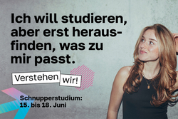 Ich will studieren, aber erst herausfinden, was zu mir passt. Schnupperstudium vom 15. bis 18. Juni. Grafik: Aileen Burkhardt